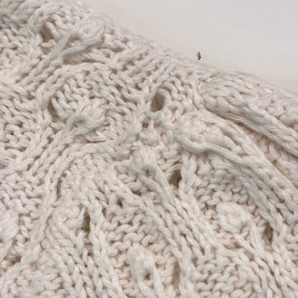 Vintage Cottage-core 80’s White Pink Floral Hand Knit Granny Cardigan Sweater - Picture 8 of 10